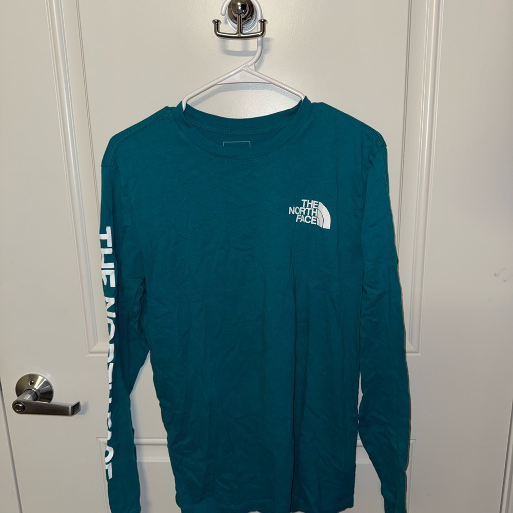 The North Face Men's Teal Long-Sleeve Crew Logo Shirt